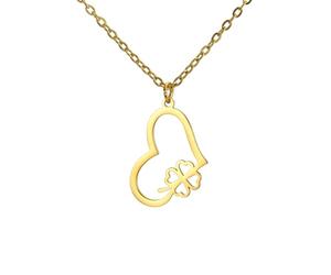 EUEAVAN Collana con quadrifoglio verde con ciondolo a forma di cuore portafortuna con nodo celtico, accessorio per il giorno di San Patrizio, regalo irlandese per le donne, Medium, Acciaio