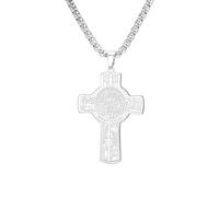 EUEAVAN Collana con San Cristoforo Chi Rho Cristogramma Santo dei Viaggiatori Ciondolo Croce Patrono Santo Amuleto di Viaggio Gioielli Cattolici Religiosa Sacra Bibbia Fede Regalo per Uomo Donna