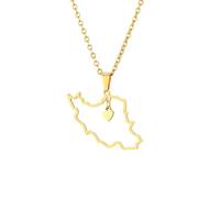 EUEAVAN Collana con schizzo della mappa dell'Iran Pendente a forma di cuore vuoto con bandiera iraniana Gioielli patriottici per la pace e la patria persiana (A-Cuore con mappa dell'Iran, oro)
