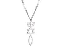 EUEAVAN Collana con sigillo messianico per donne Stella di Davide Gesù Pesce Collana con menorah Sigillo di Gerusalemme Ciondolo religioso ebraico Gioielli Hanukkah Regalo