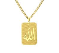 EUEAVAN Collana con simboli di testo islamico collana con ciondolo arabo lucido Medio Oriente Mezzaluna Allah Daan regali musulmani gioielli religiosi regali per uomini e donne (collana allah oro)