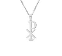 EUEAVAN Collana con simbolo del cristogramma Chi Rho, collana con simbolo alfa omega IXCI NIKA ciondolo nome di Gesù Cristo sacramentale amuleto cristiano gioielli religiosi regalo donne uomini, Medio