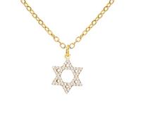 EUEAVAN Collana con stella di David per donna Pendente con stella ebraica a sei punte Croce cristiana Gioielli religiosi ebraici Israele Hanukkah Regalo (Oro)