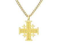 EUEAVAN Collana Croce dei Cavalieri Crociata di Gerusalemme Croce Templare Medaglione a Disco Greco Gioielleria Religiosa Dichiarazione Battesimo Regalo per Donne e Uomini, M, Acciaio inossidabile