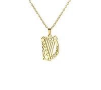 EUEAVAN Collana da donna con ciondolo a forma di arpa irlandese, stile celtico, regalo per San Patrizio per gli amanti della musica, Medio, Acciaio inossidabile, Non pietra preziosa