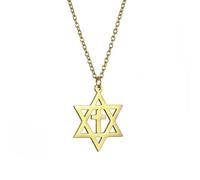 EUEAVAN Collana da donna con ciondolo a forma di stella di David, con ciondolo esagramma, amuleto, simbolo, ebraico, israeliano, religioso, David, gioiello regalo da donna, 27.29mm*23.75mm, Acciaio