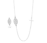 EUEAVAN Collana da donna con croce Vergine Maria Madre di Guadalupe Madre Maria Collana con medaglia miracolosa con ciondolo amuleto cristiano fede cattolica gioielli regalo battesimo (argento 2)