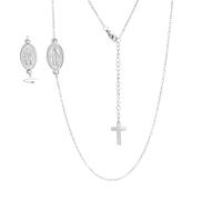 EUEAVAN Collana da donna con croce Vergine Maria Madre di Guadalupe Madre Maria Collana con medaglia miracolosa con ciondolo amuleto cristiano fede cattolica gioielli regalo battesimo (argento)