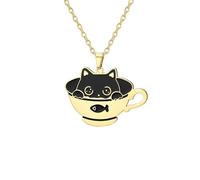 EUEAVAN Collana da donna in argento con ciondolo a forma di gattino, grazioso accessorio per pesci, gioielli dell'amicizia, regalo a tema gatto per gli amanti degli animali domestici, Medio, Acciaio