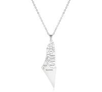 EUEAVAN Collana da donna Palestina Collana con mappa di Israele Palestina Bandiera Mappa del paese Mappa della Palestina Mappa del paese contorno Gioielli dichiarazione per uomo (mappa argento)