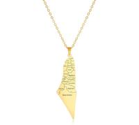 EUEAVAN Collana da donna Palestina Collana con mappa di Israele Palestina Bandiera Mappa del paese Mappa della Palestina Mappa del paese contorno Gioielli dichiarazione per uomo (mappa oro)