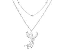 EUEAVAN Collana di fenice per donne Nirvana di fenice Risorgere dalle ceneri Gioielli Regali di ispirazione (argento 2)