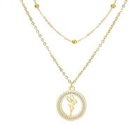 EUEAVAN Collana Fata Pendente Principessa delle fiabe Gioielli eleganti alla moda Regalo per ballerine classiche Regalo per donne (oro 2)