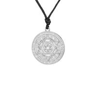 EUEAVAN Collana occulta da uomo con sigillo di Salomone con esagramma | Ciondolo a forma di stella a sei punte, chiave di Salomone con 12 costellazioni, talismano ebraico, gioiello della Kabbalah
