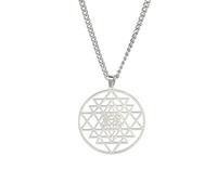 EUEAVAN Collana Sri Yantra Chakra per donne e uomini, Sri Yantra, amuleto talismano, collana con ciondolo a forma di geometria sacra, simbolo dell'induismo, gioiello da meditazione indù