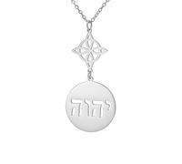 EUEAVAN Collana Witches Knot Jehovah Nudo De Bruja YHVH YHWH Yeshua Tetragrammaton Pentagramma Pendente Salomone Amuleto Wicca Gioielli Wiccan Regalo (nodo della strega 2, argento)