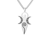 EUEAVAN Dea celtica della fertilità, collana a spirale, tripla luna, ciondolo pagano, amuleto Wicca, magico, gioiello religioso, regalo per donne e mamma, Medium, Acciaio inossidabile, Nessuna pietra