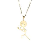 EUEAVAN Divertente Smiley Dito Medio Graffiti Collana Collana Gesti Personalizzati Punk Creativo Unico Fatto a mano Dichiarazione Amicizia Gioielli Donne Uomini (oro 1)