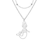 EUEAVAN Graziosa collana da donna a forma di coda di sirena, estiva, a tema spiaggia, gioielli per feste e lauree, regalo per figlia e nipote, Acciaio inossidabile, Nessuna pietra preziosa