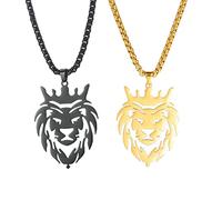 EUEAVAN Hollow Lion Head Collana Ciondolo in acciaio inossidabile Charm Classic Animal Elements Collana pendente per donne uomini ragazze bambini regali, 23, Acciaio inossidabile, Nessuna pietra