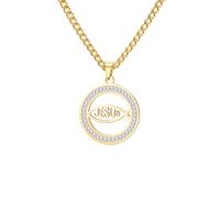 EUEAVAN Ichthus Collana con ciondolo a forma di croce di Gesù Cristo Pesce Ichthys con sigillo di Gerusalemme, amuleto religioso, gioiello cristiano, regalo per battesimo o Pasqua, per donne e uomini