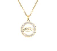 EUEAVAN Ichthus Collana con ciondolo a forma di croce di Gesù Cristo Pesce Ichthys con sigillo di Gerusalemme, amuleto religioso, gioiello cristiano, regalo per battesimo o Pasqua, per donne e uomini