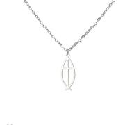 EUEAVAN Ichthus Collana da donna Cristiano Gesù Pesce Collana Cristo Pesce Croce Ichthys Ciondolo Collana Ichthus Pesce Simbolo Religioso Ciondolo Cristiano Gioielli Regalo, Acciaio inossidabile,