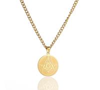 EUEAVAN Massone massone collana per le donne uomini massone ciondolo simbolo della bussola gioielli massonici rotondo massone regalo creativo (oro massonico rotondo)