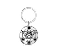 EUEAVAN Metatron Cubo Collana per gli uomini Geometria Sacra Ciondolo Sigilli di Arcangelo Angelo San Michele Dichiarazione Portachiavi Protezione Spirituale Talismano Gioielli Religiosi