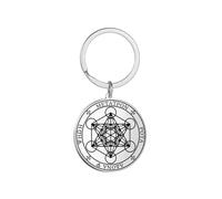 EUEAVAN Metatron Cubo Collana per gli uomini Geometria Sacra Ciondolo Sigilli di Arcangelo Angelo San Michele Dichiarazione Portachiavi Protezione Spirituale Talismano Gioielli Religiosi