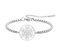 EUEAVAN Metatrons - Braccialetto a cubo, regolabile, con perline e geometria sacra, stile arcangelo, fatto a mano, in corda intrecciata, portafortuna, colore: rosso, per cabala, amuleto, Medio