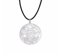EUEAVAN Occhio di Horus Ankh Croce Collana per donne uomini Dea egiziana Iside Allah Ciondolo rotondo Doppia ala Antica Gioielleria Egizia Protezione Amuleto (linea cera argento)