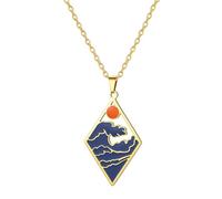 EUEAVAN Ocean Wave Sun - Collana da donna con ciondolo blu surf, amuleto a forma di goccia, motivo spiaggia estivo, idea regalo per gli amanti della natura, Medium, Acciaio inossidabile, Nessuna