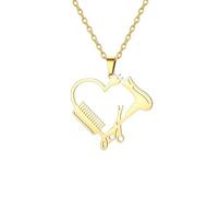 EUEAVAN Parrucchiere Forbice Pettine Asciugacapelli Collana per Le Donne Regolabile Cuore Parrucchiere Parrucchiere Strumenti Barbiere Ciondolo Parrucchiere Salone Gioielli Regalo Ringraziamento