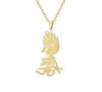 EUEAVAN Phoenix Rebirth Collana con ciondolo a forma di fenice in volo con uccellino fenice rinascita dalle ceneri gioielli regalo per donne, Medium, Acciaio inossidabile, Nessuna pietra preziosa
