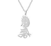 EUEAVAN Phoenix Rebirth Collana con ciondolo a forma di fenice in volo con uccellino fenice rinascita dalle ceneri gioielli regalo per donne, Medium, Acciaio inossidabile, Nessuna pietra preziosa