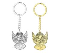 EUEAVAN Portachiavi con ali d'angelo, cuore custode angelo preghiera, fede, amuleto, gioielli, speranza, regalo per figlia, Argento+oro, Medium