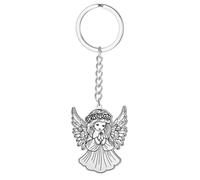 EUEAVAN Portachiavi con ali d'angelo, cuore custode angelo preghiera, fede, amuleto, gioielli, speranza, regalo per figlia, Argento, Medium