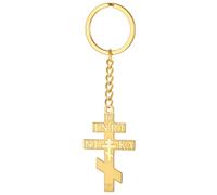 EUEAVAN Portachiavi con croce ortodossa russa IC XC NIKA Croce orientale Gesù Cristo Portachiavi Amuleto religioso retrò Gioielli Regalo cattolico (Oro)