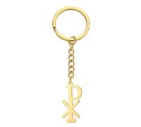 EUEAVAN Portachiavi con simbolo Chi Rho Christogramma Portachiavi Alpha Omega IXCI NIKA Gesù Cristo Nome Sacramentale Cristiano Amuleto Gioielli (Oro)