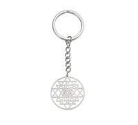 EUEAVAN Portachiavi Sri Yantra Chakra, geometria sacra, simbolo dell'induismo, amuleto, talismano, meditazione indù, religione, gioielli, Argento, Medium