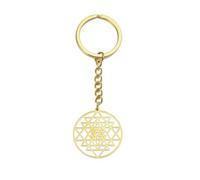 EUEAVAN Portachiavi Sri Yantra Chakra, geometria sacra, simbolo dell'induismo, amuleto, talismano, meditazione indù, religione, gioielli, Oro, Medium
