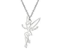 EUEAVAN Principessa Wendy Campanellino Collana Fata Pixie Angelo Trendy Squisito Magica Ballerina Balletto Choker Gioielli Fiaba Citazione Ragazze Donne Teen (Argento)