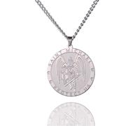EUEAVAN San Michael Collana per Uomo San Michael Arcangelo Ciondolo Santa Medaglia Collana Patrono Cattolico Protezione Amuleto Gioielli Religiosi Regalo di Cresima (San Michael argento)