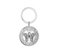 EUEAVAN San Michele Arcangelo Ali Collana per Uomo San Michele Ciondolo Angelo Guardiano Arcangelo Medaglione Portachiavi Saint Ankh Amuleto Regali Cattolici, L, Acciaio inossidabile, Nessuna pietra