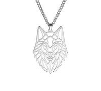 EUEAVAN Scheletro Lupo Collana Collana Classica Testa Animali Elementi Bosco Foresta Natura Fascino Gioielli Acciaio Inox Regalo per Ragazzi Uomini Ragazze