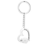 EUEAVAN Simpatico portachiavi con bradipo rallentato essere felice, portachiavi a forma di cuore, gioielli con animali, regalo per donne amanti degli animali, Argento, Medium