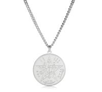 EUEAVAN Tetragrammaton Pentagramma Collana Antico Potere Nome di Dio Ciondolo Stella a Cinque Punte Salomone Wiccan Protezione Amuleto Pentacolo Stella Gioielli Regalo Uomini Donne (Argento)