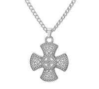 EUEAVAN Trinity Knot Triquetra Celtic Cross Collana da uomo | Ciondolo maltese, in acciaio inox, con croce vichinga runa, gioiello religioso irlandese, regalo per la fede