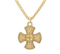 EUEAVAN Trinity Knot Triquetra Celtic Cross Collana da uomo | Ciondolo maltese, in acciaio inox, con croce vichinga runa, gioiello religioso irlandese, regalo per la fede